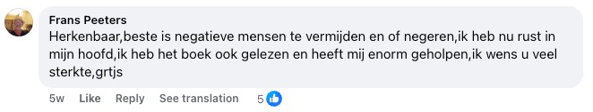 Reactie van een lezer op Facebook over Laat los wat je kapotmaakt