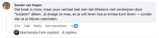 Reactie van een lezer op Facebook over Laat los wat je kapotmaakt