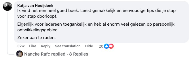 Reactie van een lezer op Facebook over Laat los wat je kapotmaakt